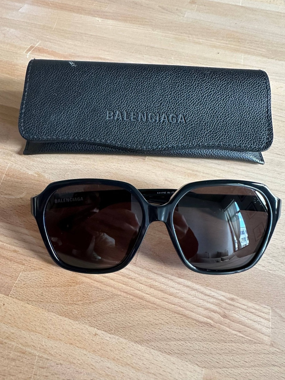 Balenciaga Black Oversized Square Women's Sunglasses with Case